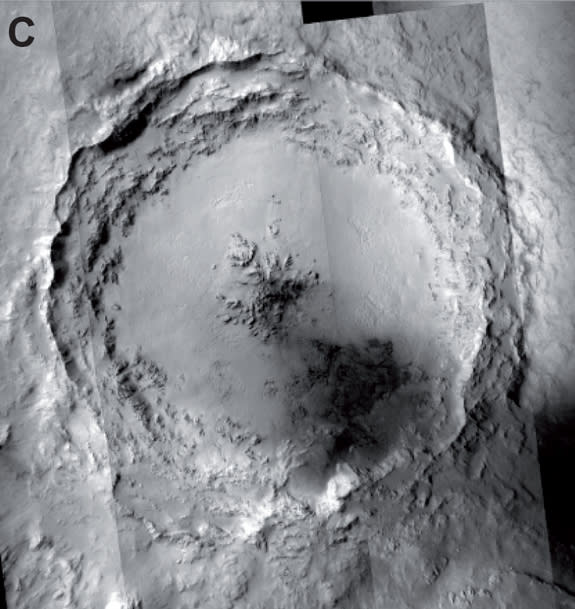 Mojave Crater's interior in a picture taken by NASA's Mars Reconnaissance Orbiter.