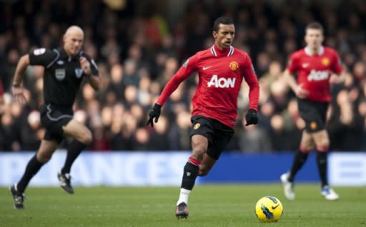 Manchester United midfielder Nani (C) during a Premier League match in December 2011. Nani has admitted he is struggling to regain his top form since returning from injury for Manchester United