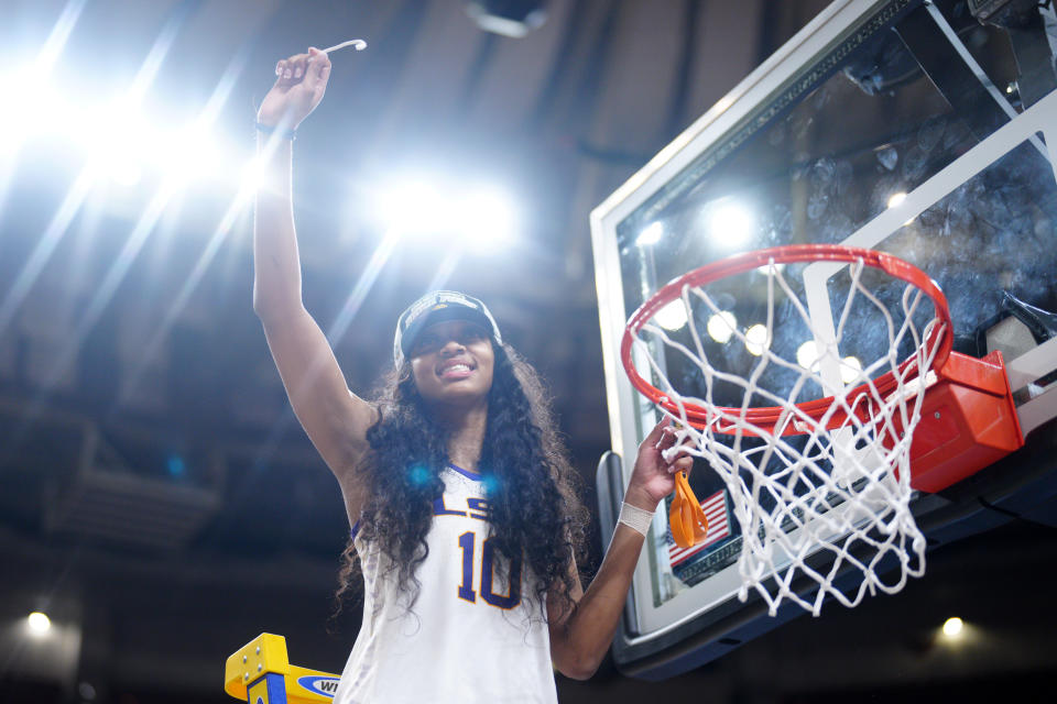 Angel Reese helped guide LSU to another Final Four appearance. (Photo by Jacob Kupferman/NCAA Photos via Getty Images)