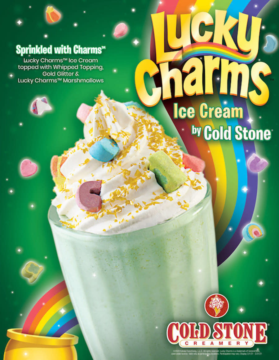 Cold Stone's green Lucky Charms ice cream shake