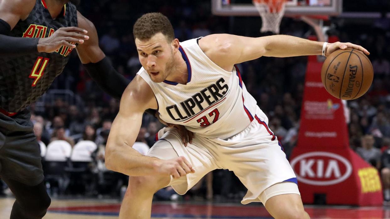 Mandatory Credit: Photo by Paul Buck/EPA/Shutterstock (8389159h)Blake Griffin and Paul MillsapAtlanta Hawks at Los Angeles Clippers, USA - 15 Feb 2017Los Angeles Clippers Blake Griffin (R) works against Atlanta Hawks Paul Millsap (L) in second half action of their NBA basketball game in Los Angeles, California, USA, 15 February 2017.