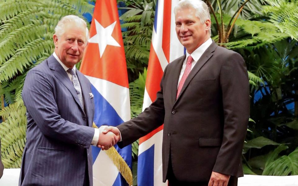 Miguel Díaz-Canel met with Prince Charles in Havana in 2019 - Ernesto MASTRASCUSA / POOL / AFP