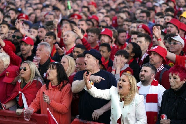 Fans back in Liverpool watching on