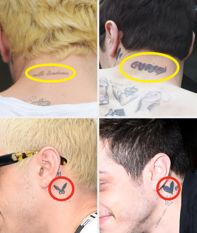 Closeup of Pete Davidson's tattoos