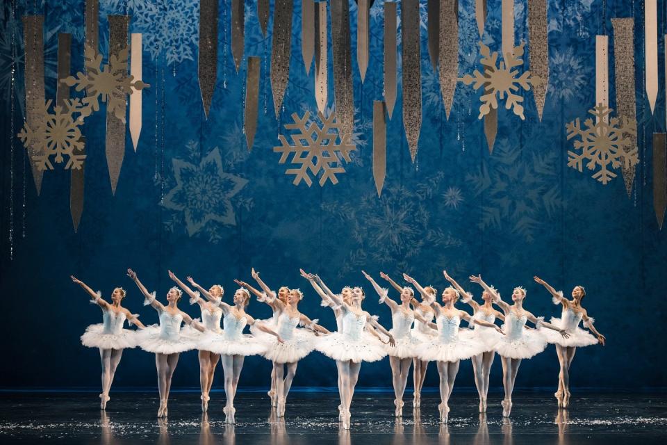 Oklahoma City Ballet dancers appear in the snowflake scene from "The Nutcracker." The company will perform the holiday classic Dec. 11-19 at the Civic Center Music Hall.