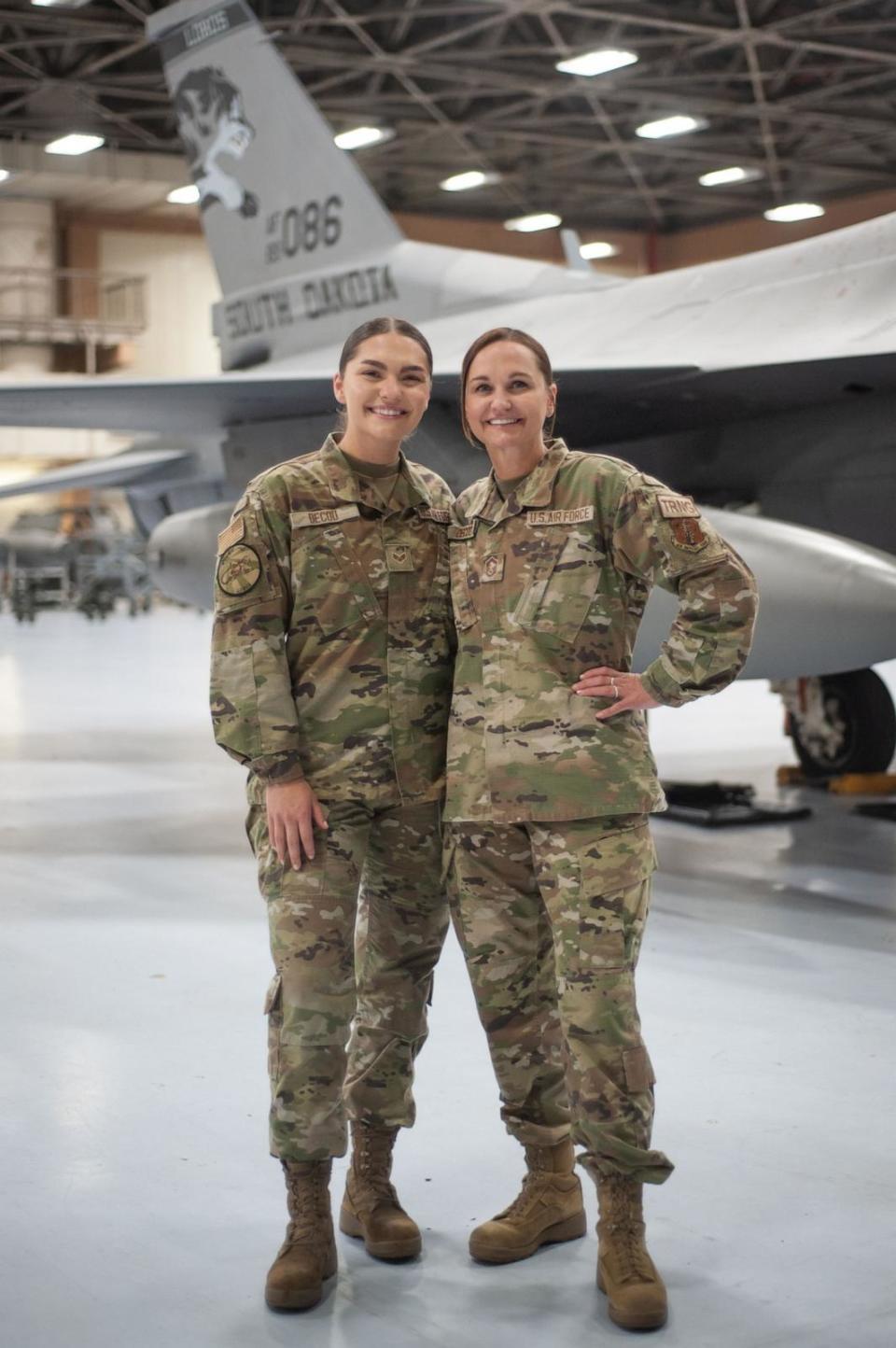 PHOTO: Senior Airman Jenaka DeCou is on her first deployment, alongside her mom Senior Master Sergeant Jennifer DeCou, who has been in the U.S. Air Force for the past 26 years. (Courtesy of Amy Bailey)