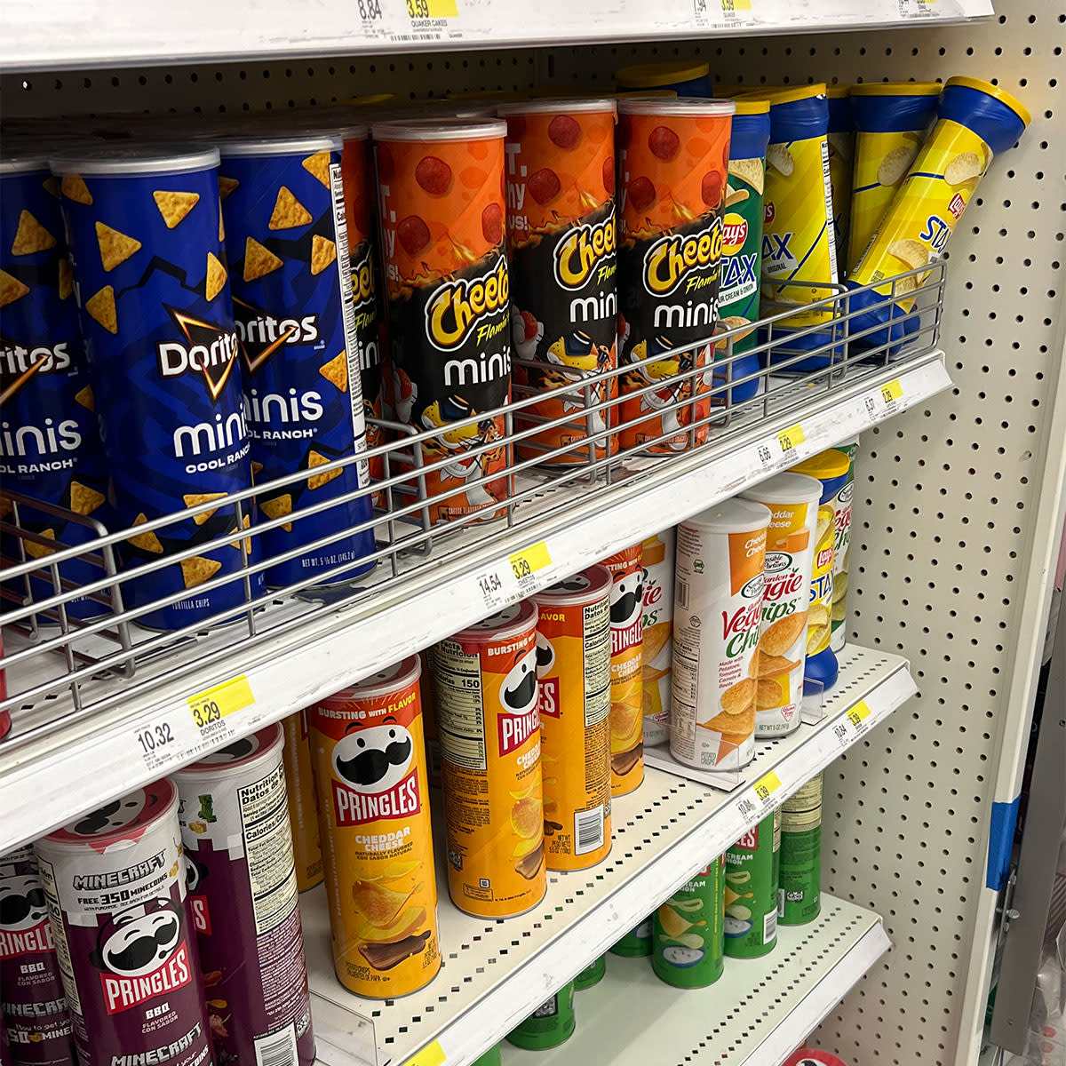 tubes of pringles doritos cheetos