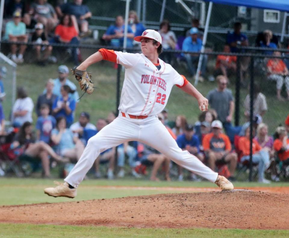 Andrew Jackson’s Kyle Percival dealt a shutout in the first game of the 2021 2A state championships. He committed to play baseball at UNC-Chapel Hill in November 2021.