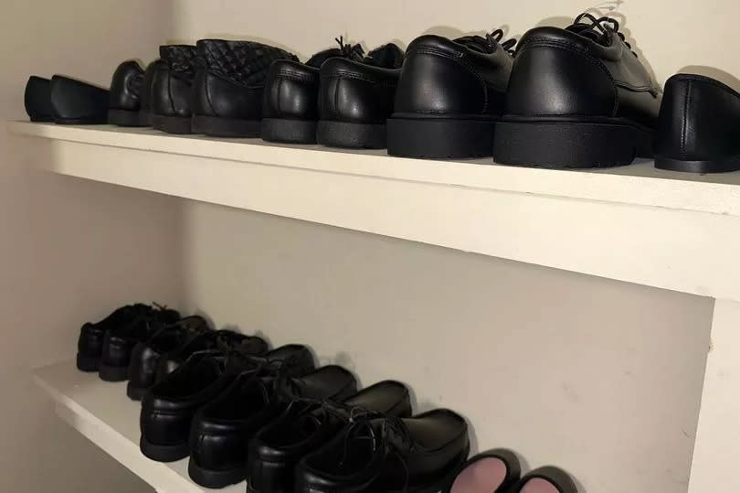 Inside the standards cupboard at Co-op Academy Swinton, where extra uniform, school shoes and school equipment is stored