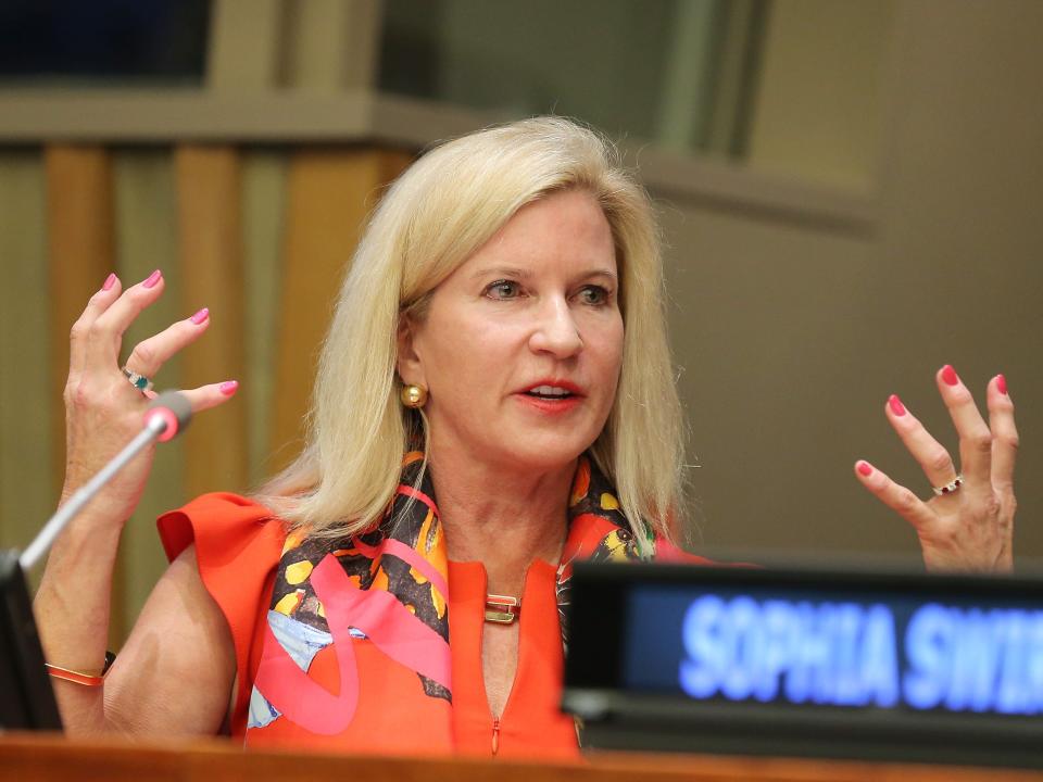 Martha "Muffy" MacMillan speaks on a panel.