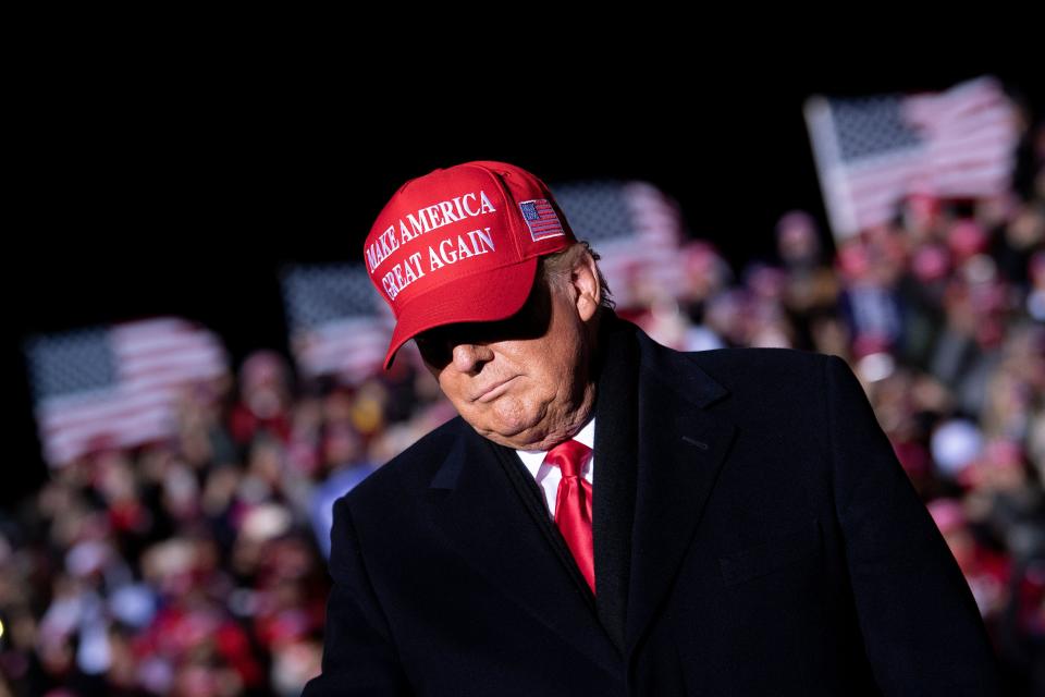 US President Donald Trump at a rally ahead of election night.