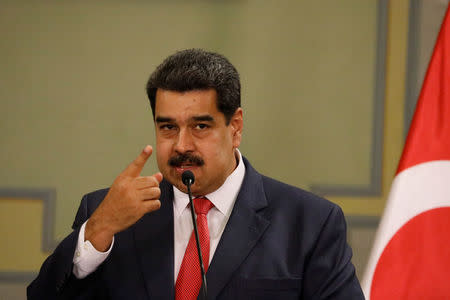 Venezuela's President Nicolas Maduro speaks during a news conference after an agreement-signing ceremony between Turkey and Venezuela at Miraflores Palace in Caracas, Venezuela December 3, 2018. REUTERS/Manaure Quintero