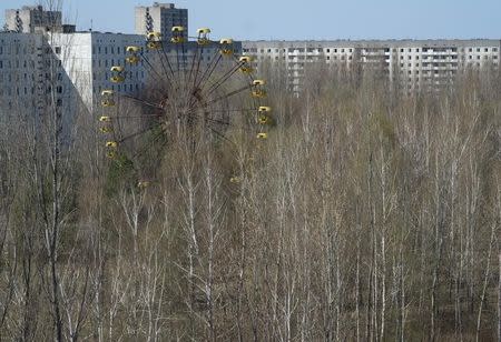 A view of the abandoned city of Pripyat is seen near the Chernobyl nuclear power plant April 23, 2013. REUTERS/Gleb Garanich