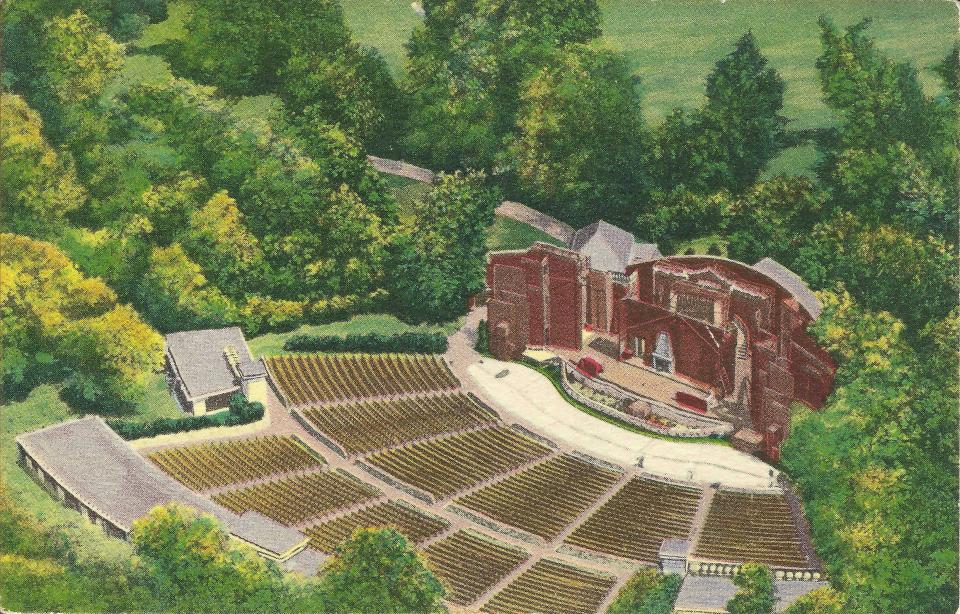 A postcard of the original Iroqouis Amphitheater in Louisville, Kentucky