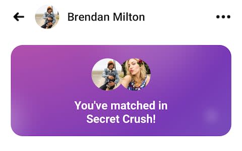 Screen shot of new Secret Crush function - Credit: Facebook