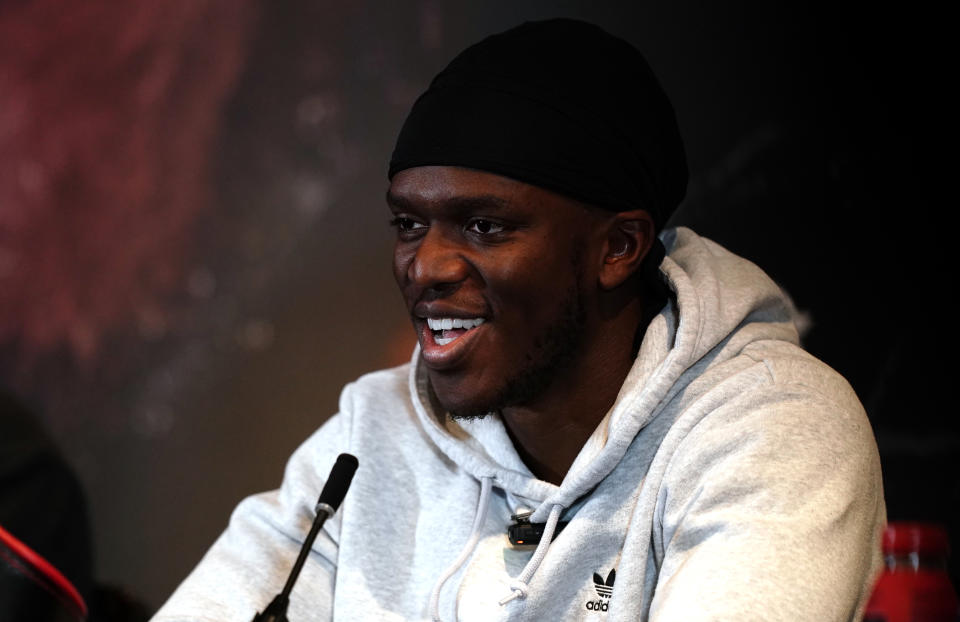 KSI during a press conference at Glaziers Hall, London. KSI and Joe Fournier will go toe-toe on May 13th, at the OVO Arena Wembley. Picture date: Wednesday April 5, 2023. (Photo by Jordan Pettitt/PA Images via Getty Images)