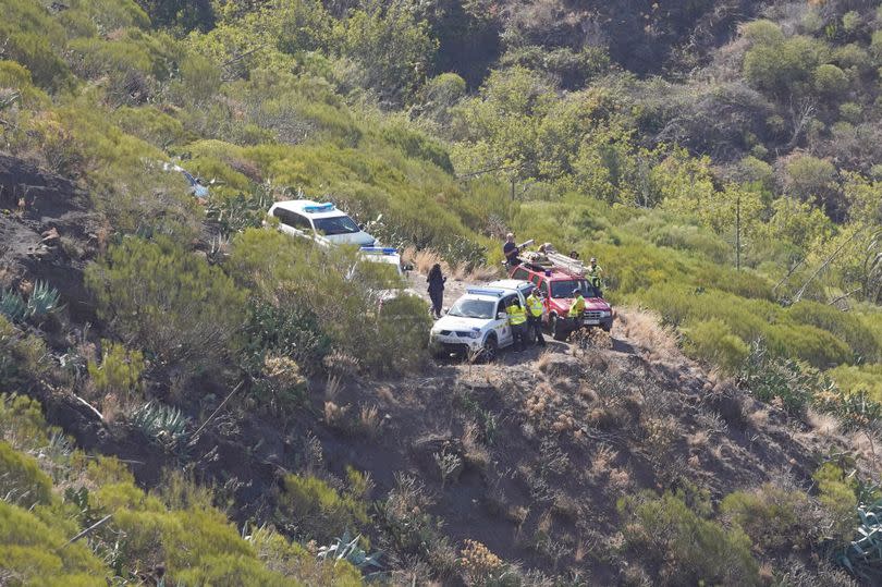 Dozens of troops during the macro search for 19-year-old British tourist Jay Slater, who disappeared on June 17, at the Mirador de la Cruz de Hilda, in Masca, Tenerife, Canary Islands, Spain. -Credit:Getty