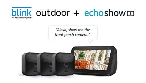 Echo Show 5 (Charcoal) with All-new Blink Outdoor- 3 camera kit