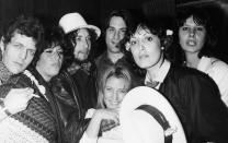 <p>David Blue, Lainie Kazan, Bob Dylan, Robert De Niro, Sally Kirkland, Ronee Blakley and Martine Getty backstage at the Roxy for Ronee Blakley's concert on August 18, 1976 in Los Angeles, California.</p>