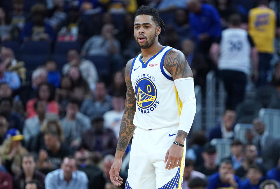 D'Angelo Russell #0 of the Golden State Warriors 