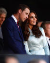 Kate Middleton, Duquesa de Cambrige, y el príncipe William en Londres el 27 de julio de 2012.