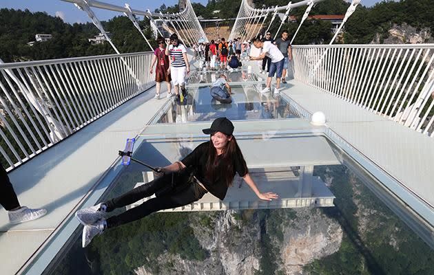 Hundreds of tourists scrambled the get a selfie on the 430 metre long bridge when it opened last weekend.