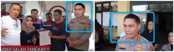 <span>Screenshot comparison of the altered image and the original photos of the victims' lawyers and spokesman of the West Java police force</span>