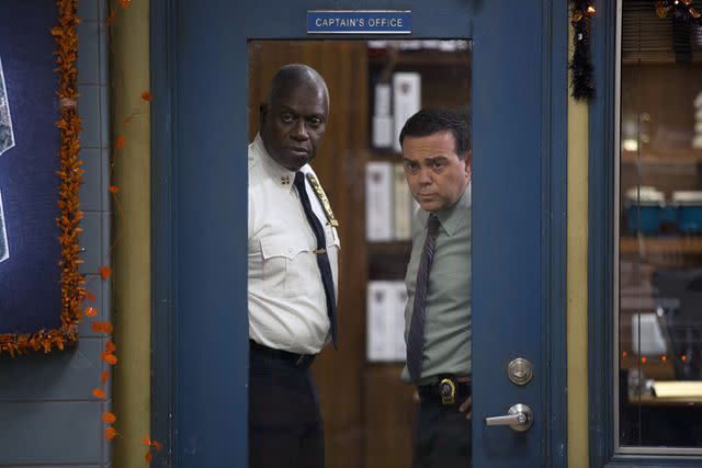<p>John P. Fleenor/FOX/Universal Television/NBCU Photo Bank/NBCUniversal via Getty</p> Andre Braugher and Joe Lo Truglio in 'Brooklyn Nine-Nine'