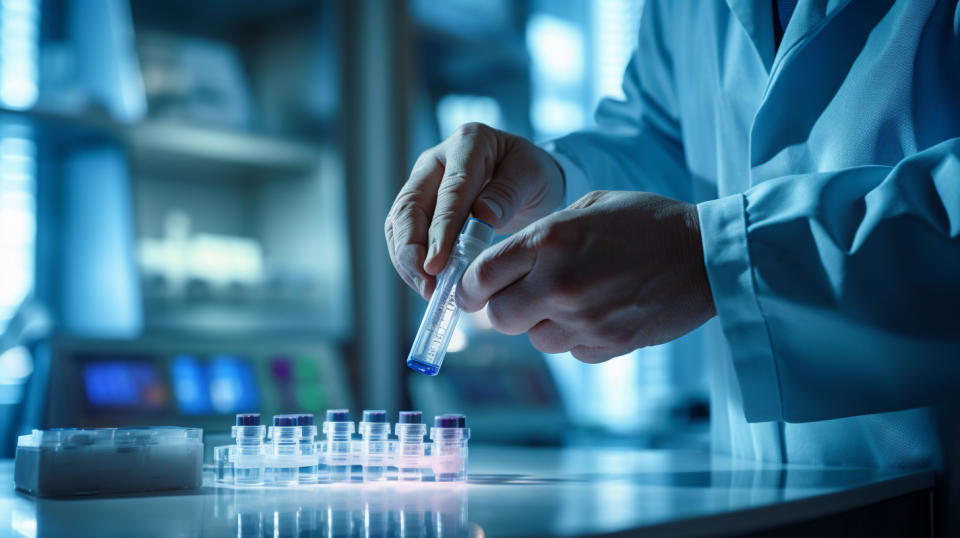 A medical professional using a chronic care product in a hospital.