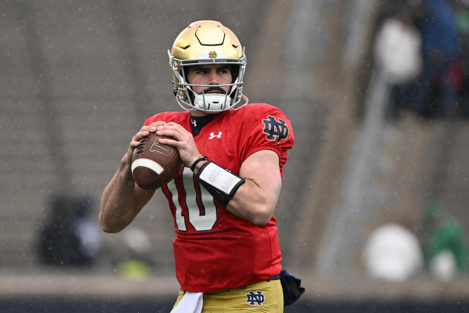 After transferring from Wake Forest, Sam Hartman will make his debut for Notre Dame on Saturday against Navy in Ireland. (Photo by Quinn Harris/Getty Images)