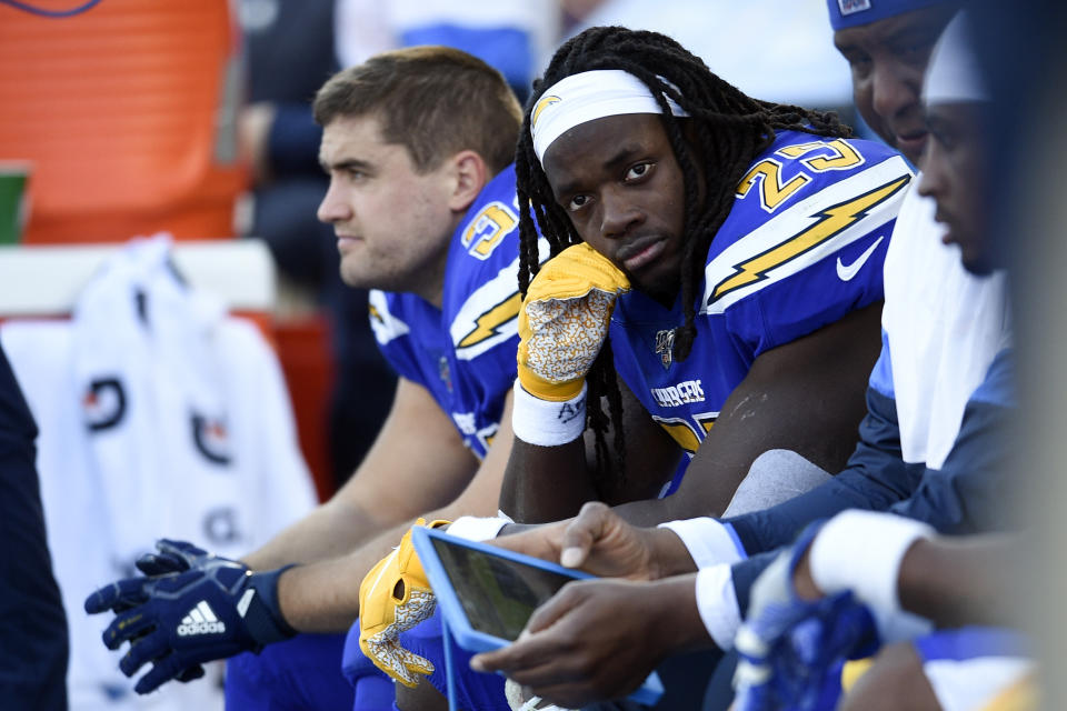 Former Los Angeles Chargers running back Melvin Gordon said he regrets a holdout last year. (AP Photo/Kelvin Kuo)