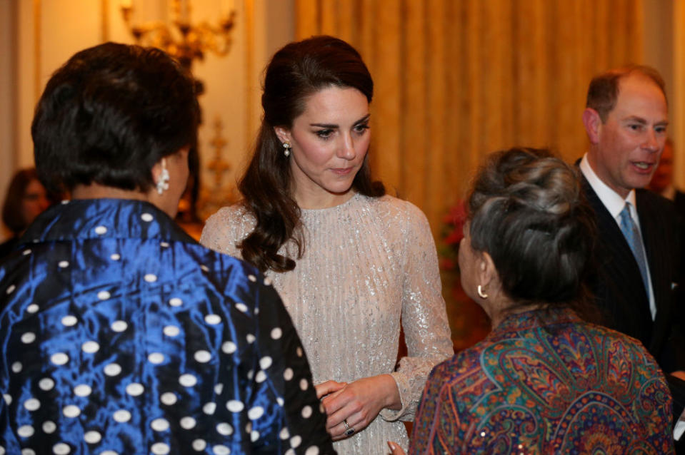 <p>At the U.K.-India Cultural Reception, Kate sparkled in a $4,300 ensemble. </p>