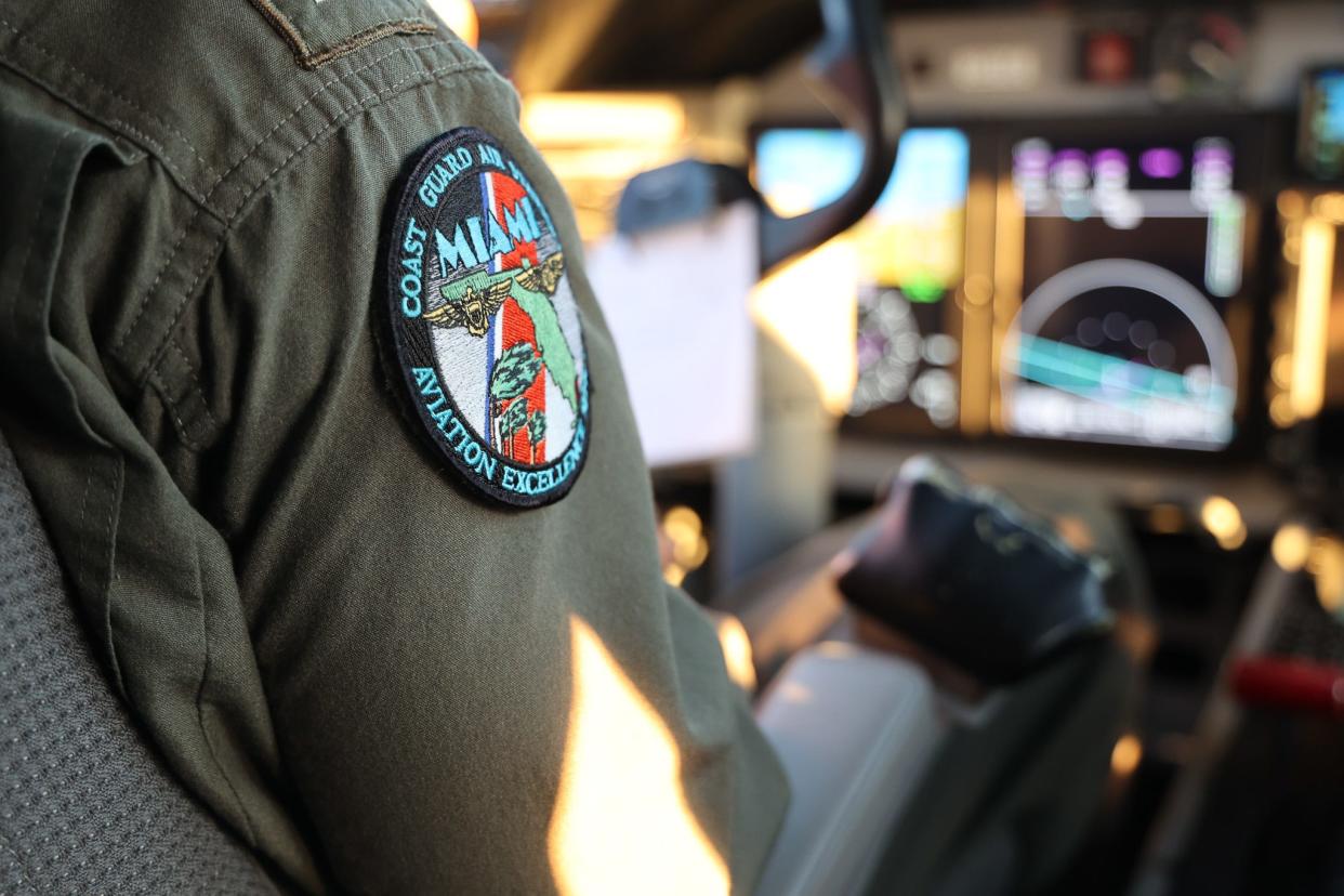 A Coast Guard crew conducts a patrol flight over the Florida Straits amid a rise in migrants arriving by boat in South Florida.