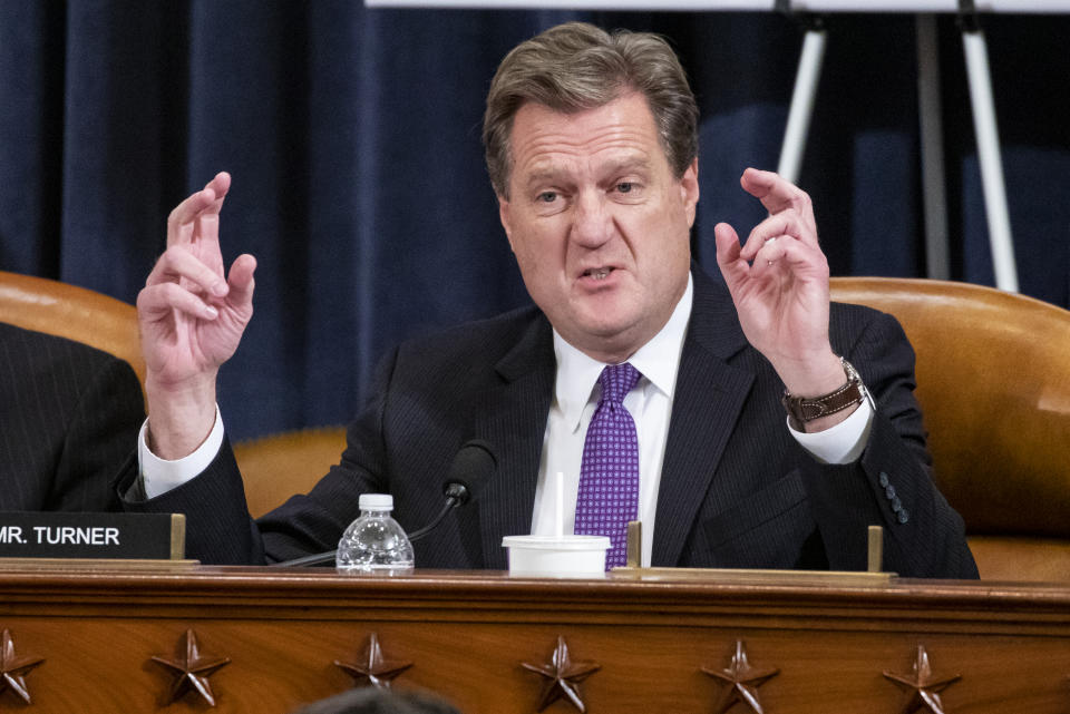 Rep. Michael Turner (R-OH) questions Gordon Sondland, the U.S ambassador to the European Union, during testimony before the House Intelligence Committee in the Longworth House Office Building on Capitol Hill November 20, 2019 in Washington, DC.  (Photo: Samuel Corum-Pool/Getty Images)