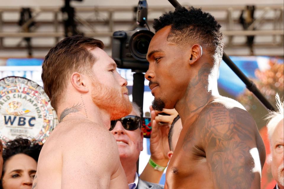 Saul ‘Canelo’ Alvarez and Jermell Charlo face off ahead of their title fight (Getty Images)