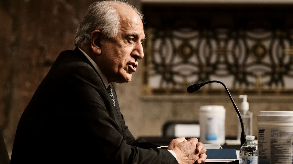 Ambassador Zalmay Khalilzad testifies in a 2021 Senate Foreign Relations Committee hearing on Afghanistan policy. - T.J. Kirkpatrick/Pool/Getty Images
