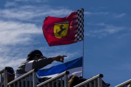 Oct 21, 2018; Austin, TX, USA; A view of a Ferrari team flag during the United States Grand Prix at Circuit of the Americas. Mandatory Credit: Jerome Miron-USA TODAY Sports