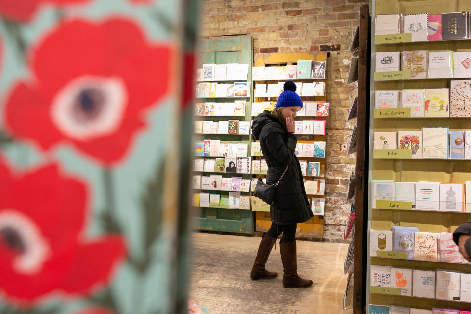 A customer shops for holiday cards at Paper Source in Chicago in 2018. (Kristan Lieb / ZUMAPRESS.com)