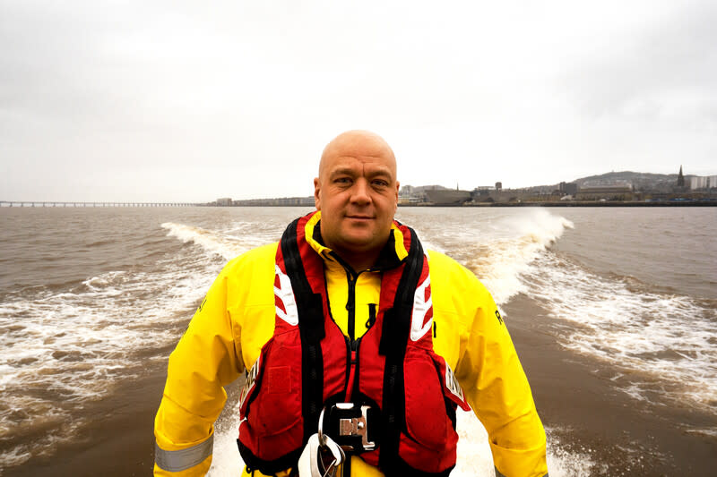 Benny Thomson, 43, started volunteering with the RNLI after having to be rescued in 2012 (RNLI/Nigel Millard/PA)