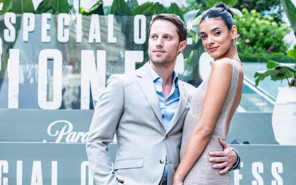 Jonathan Keltz and Laysla De Oliveira attend the premiere of the Paramount+ series 