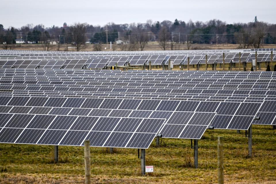 The 20-megawatt Bingham Solar farm on Steel Road on Thursday, Dec. 8, 2022, in Bingham Township west of St. Johns. Planning Commissioners have tabled a plan for a 12-megawatt, 93-acre solar farm several miles north in Greenbush Township.