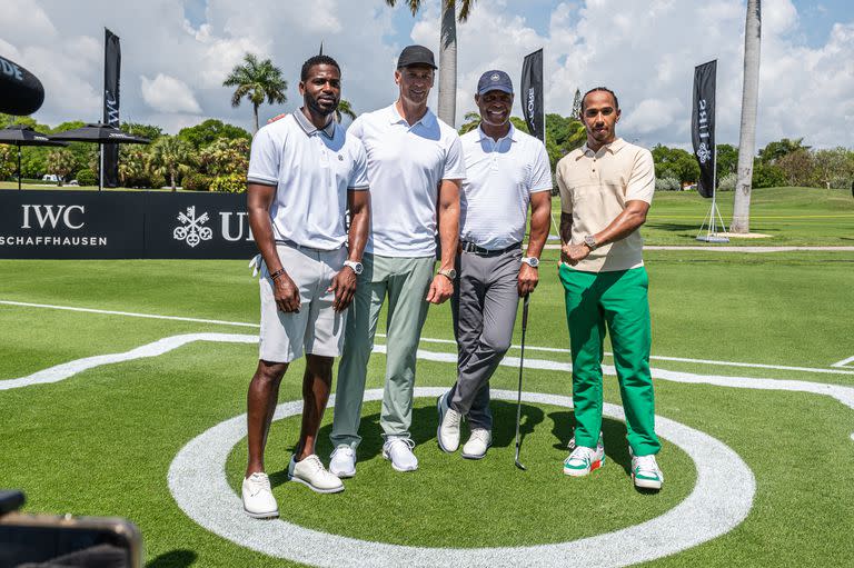 Brandon Okpalobi, Tom Brady, Marcus Allen y Lewis Hamilton, en una jornada a puro golf