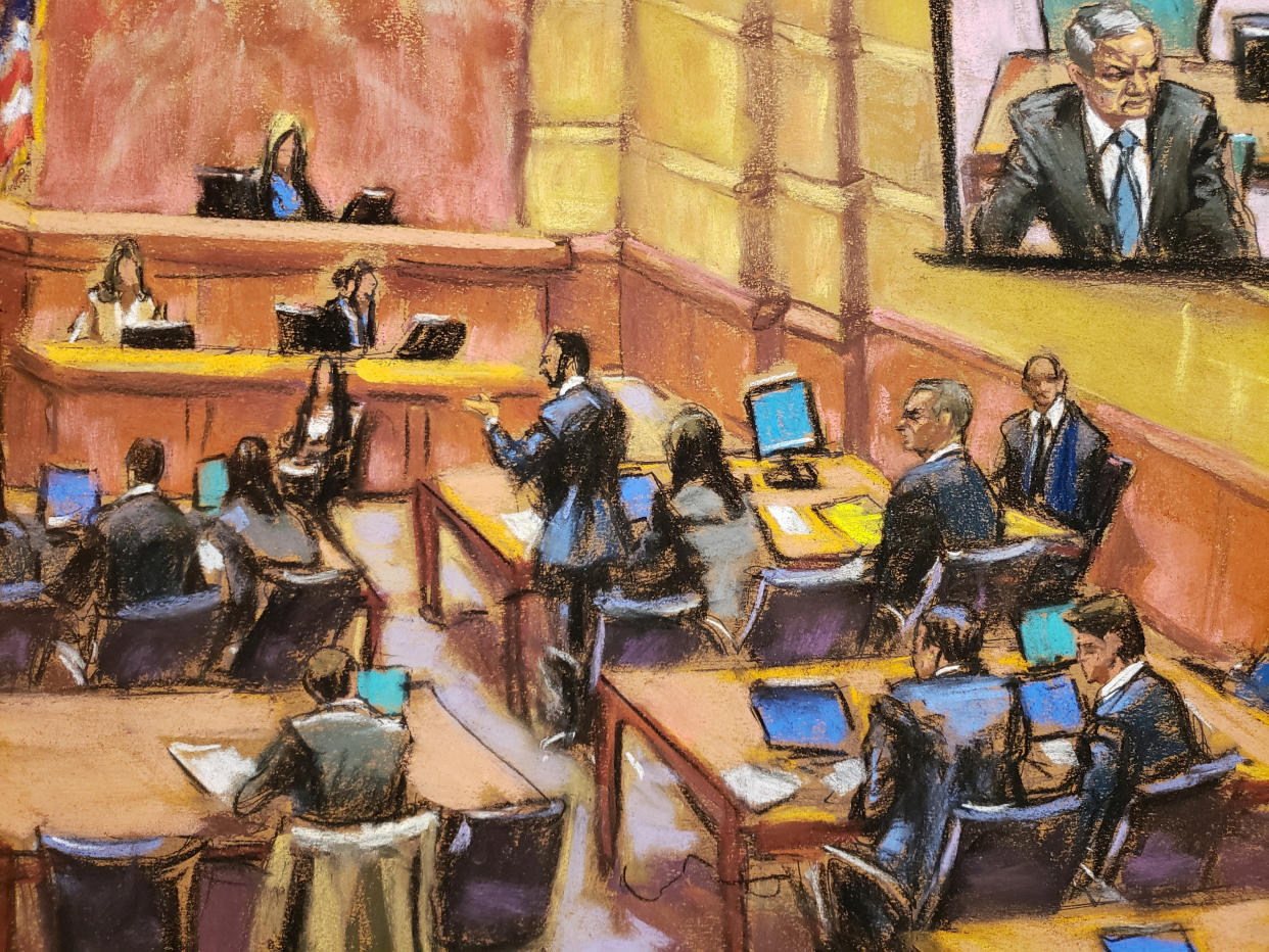 Courtroom sketch of Garcí Luna in court.