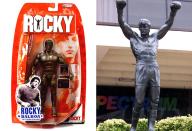 <p>Silvester Stallone war lange Jahre die Vorlage für viele schlechte Actionfiguren, aber keine war so blöd wie diese hier – eine Replik der Rocky-Statue in Philadelphia.<i> (Bild: Jakks Pacific/Getty)</i></p>