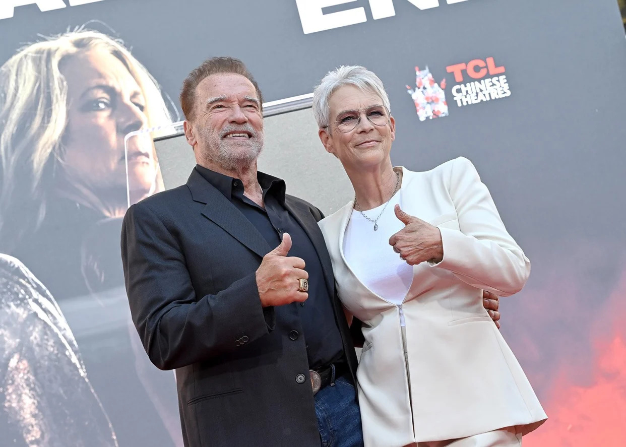 Jamie Lee Curtis Hand And Footprint In Cement Ceremony At TCL Chinese Theatre