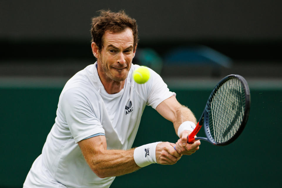 LONDON, ENGLAND - JUNE 24: Andy Murray of Great Britain and his coach Ivan Lendl during a practice session with Dan Evans of Great Britain ahead of The Championships Wimbledon 2022 at All England Lawn Tennis and Croquet Club on June 24, 2022 in London, England. (Photo by Frey/TPN/Getty Images)