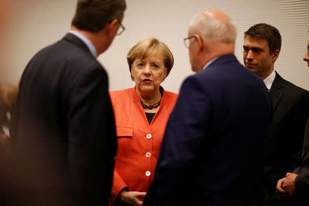 German Chancellor Angela Merkel attends a meeting of the CDU/CSU parliamentary group at the Bundestag in Berlin, Germany, November 20, 2017. REUTERS/Axel Schmidt