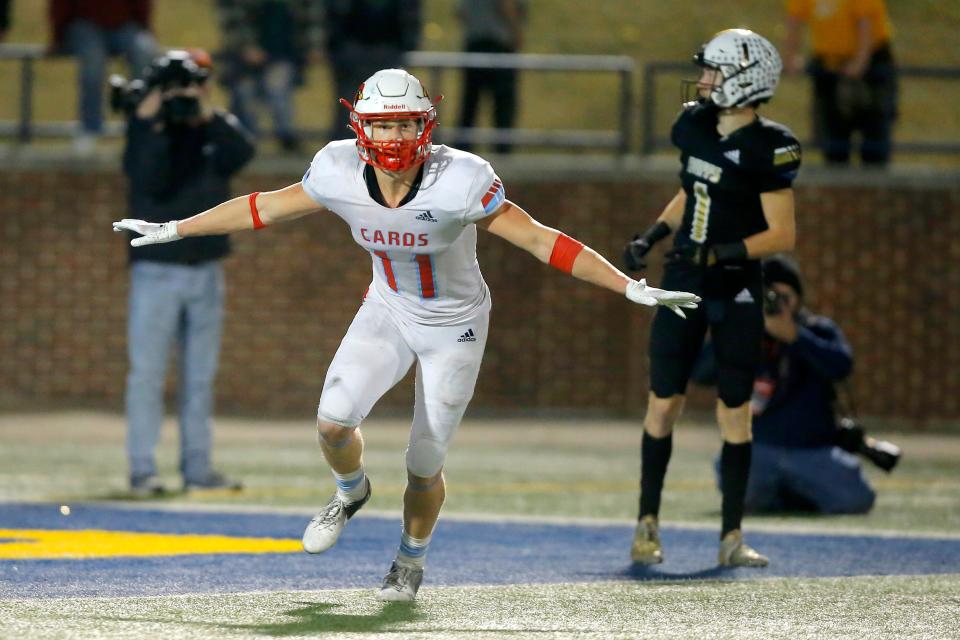 Collinsville's Oscar Hammond celebrates after winning the Class 5A state championship on Saturday night in Edmond.