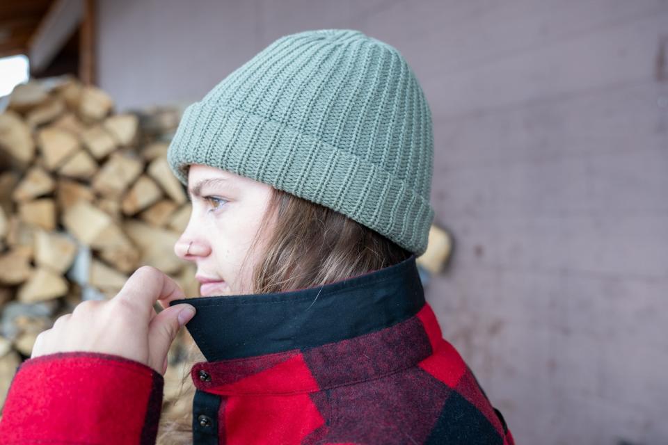 collar on a wool shirt 