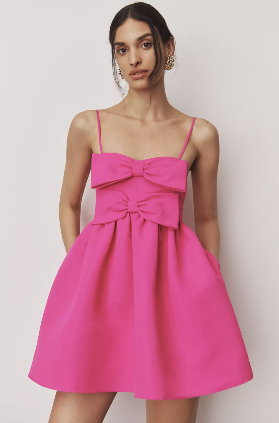 Sachin & Babi Sloane Taffeta Double-Bow Pleated Mini Dress (Photo via Anthropologie)